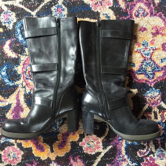 DR MARTEN Knee High High Heel Boots. Black Leather - Picture 4 of 7